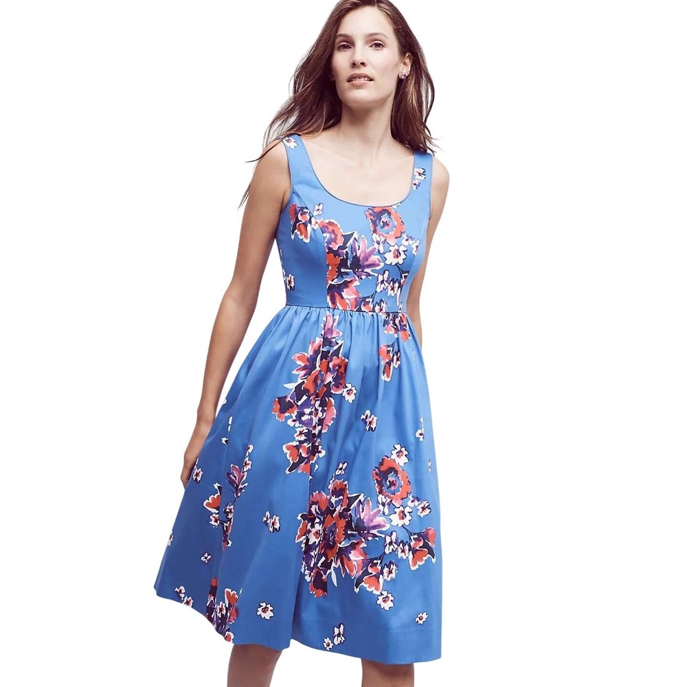 Donna Morgan Anthropologie Women's Moonlit Garden Dress Floral Fit & Flare Sz 14